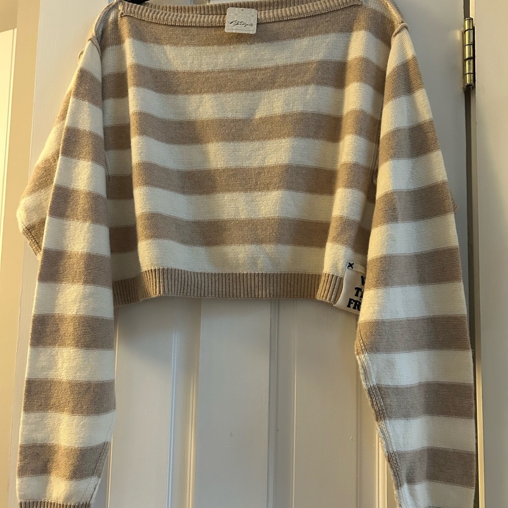 SOLD We The Free Beige and White Striped Sweater NEW WITH TAG